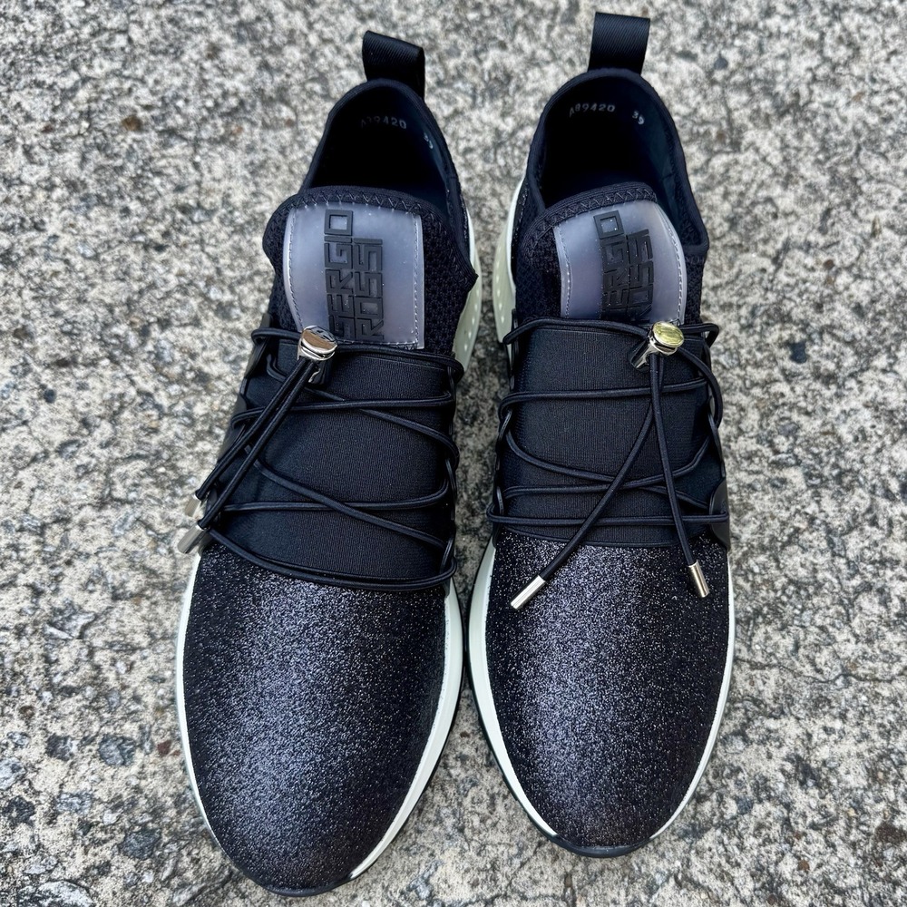 Sergio Rossi Women's Sz 39 sr1 Running Sneaker Black Glitter NWOT Dust Bag - Picture 3 of 16